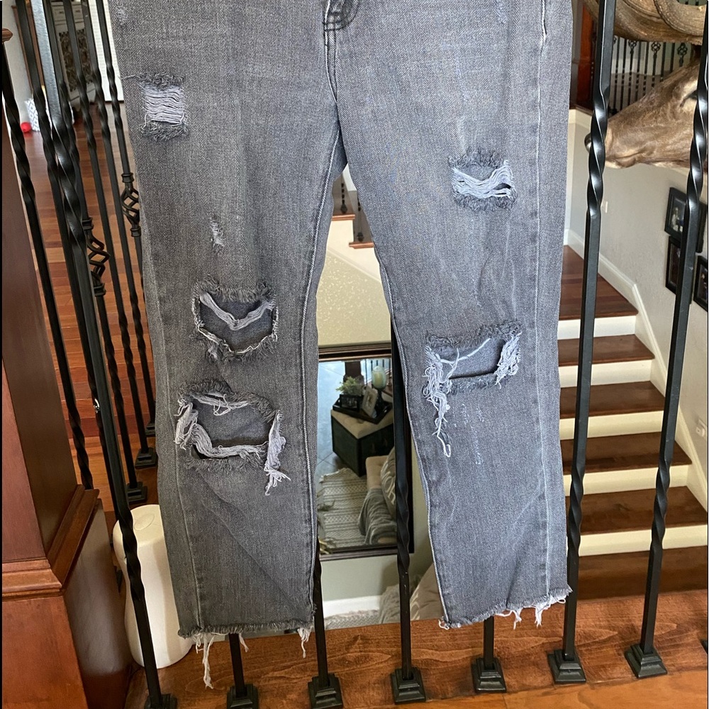 Denim black mom jeans. Size 24, great shape!!